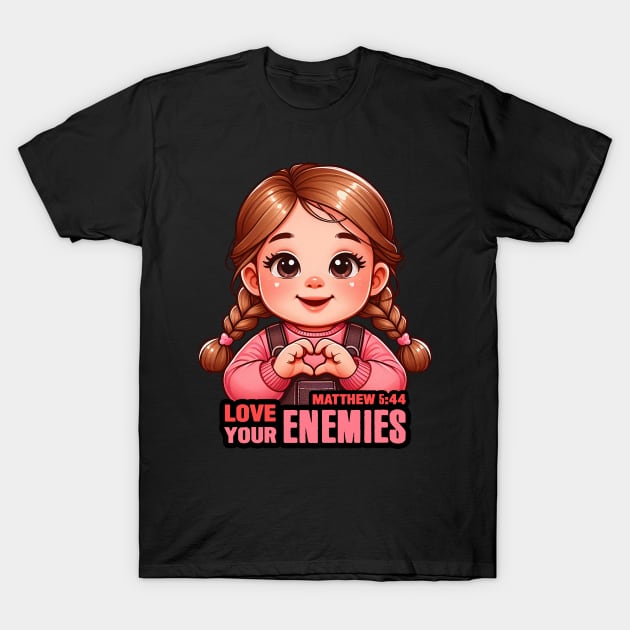 Matthew 5:44 Love Your Enemies T-Shirt by Plushism